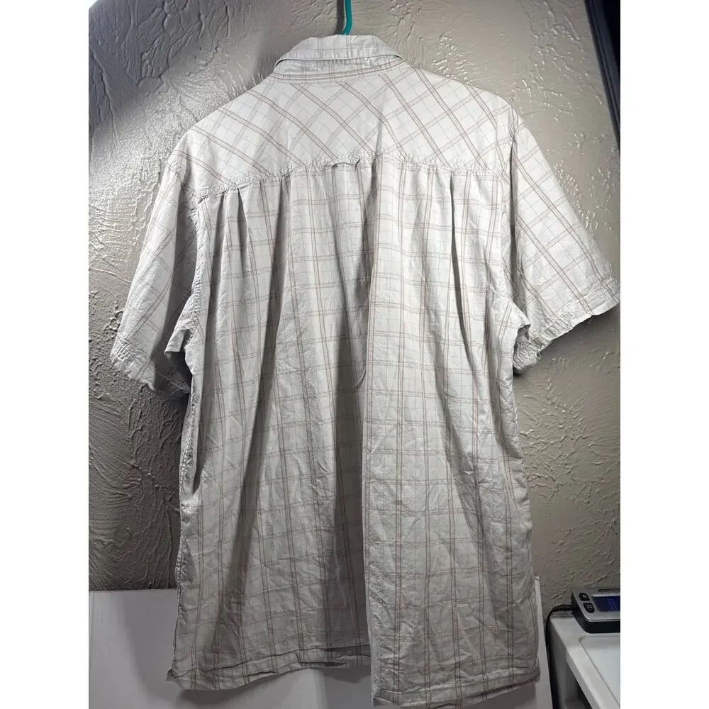 Toes on the Nose Button Up Gray Orange‎ Check Plaid Short Sleeve Shirt Size XL